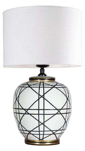 PR Home Lampa de masă New York, albă, înălțime 61 cm, ceramică, Alb, Camera de zi / sufragerie, Țesătură / Textil