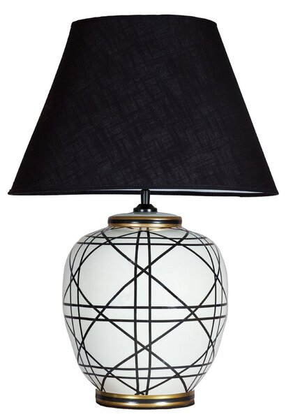 PR Home Lampa de masă New York, negru, înălțime 60 cm, ceramică, Camera de zi / sufragerie, Țesătură / Textil