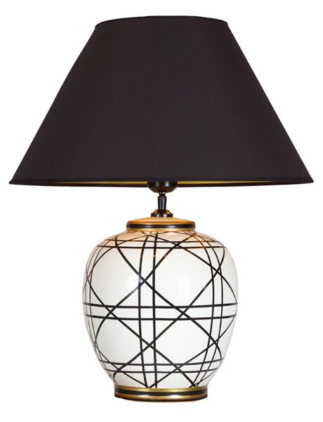 PR Home Lampa de masă New York, negru, înălțime 45 cm, ceramică, Negru, Camera de zi / sufragerie, Țesătură / Textil