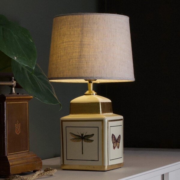 PR Home Lampa de masă Lucca, nisip, înălțime 45 cm, ceramică, Bej, Camera de zi / sufragerie, Țesătură / Textil