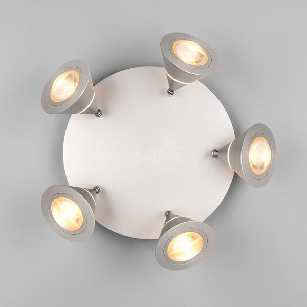 Trio Lighting Spot LED de tavan Romeo, Ø 30 cm, culoare nichel, 5 becuri., Metalic, Camera de zi / sufragerie, Metal, Modern