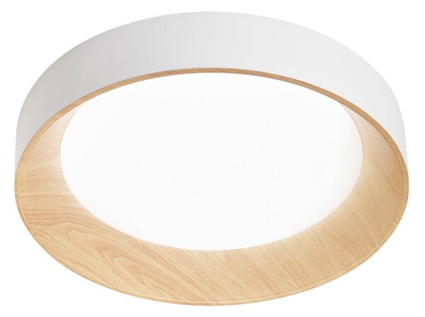 Luce Ambiente Design Plafonieră LED Arka, Ø 50 cm, alb/aspect lemn, metal, CCT, Alb, Camera de zi / sufragerie, Metal, Modern