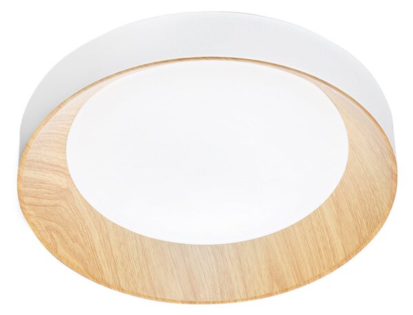 Luce Ambiente Design Plafonieră LED Arka, Ø 40 cm, alb/aspect lemn, metal, CCT, Alb, Camera de zi / sufragerie, Metal, Modern