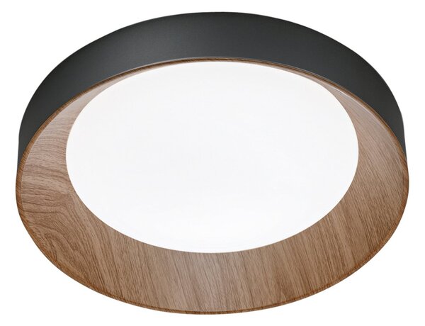 Luce Ambiente Design Plafonieră LED Arka, Ø 40 cm, negru/aspect lemn, metal CCT, Negru, Camera de zi / sufragerie, Metal, Modern