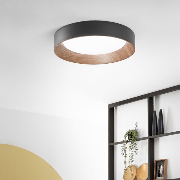 Luce Ambiente Design Plafonieră LED Arka, Ø 50 cm, negru, metal, CCT, Negru, Camera de zi / sufragerie, Metal, Modern