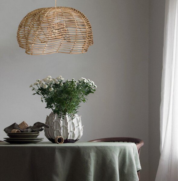 PR Home Lampă suspendată Mayla, culoare lemn, ratan, Ø 43 cm, reglabil, Lemn, Camera de zi / sufragerie, Lemn