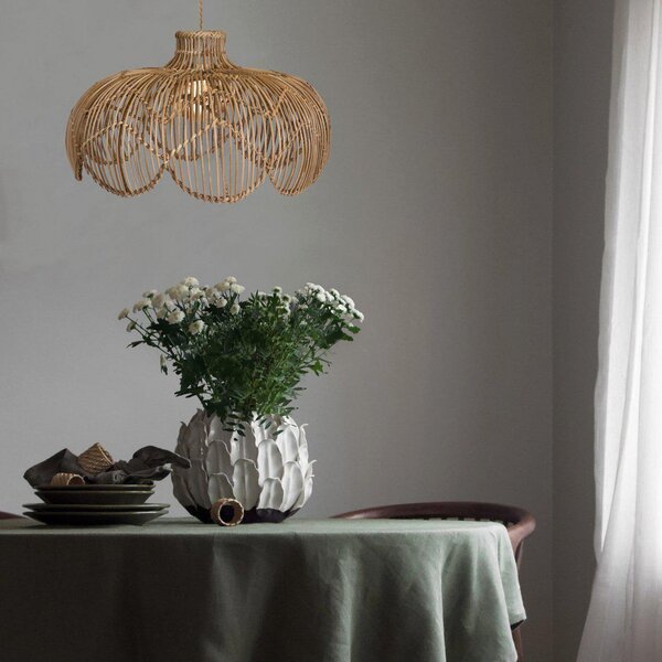PR Home Lampă suspendată Belle, culoare lemn, ratan, Ø 43 cm, reglabil, Lemn, Camera de zi / sufragerie, Lemn