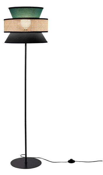 Luce Ambiente Design Lampadar Gazebo, verde/negru/natur, 147 cm, țesătură/rattan, Verde, Camera de zi / sufragerie, Țesătură / Textil