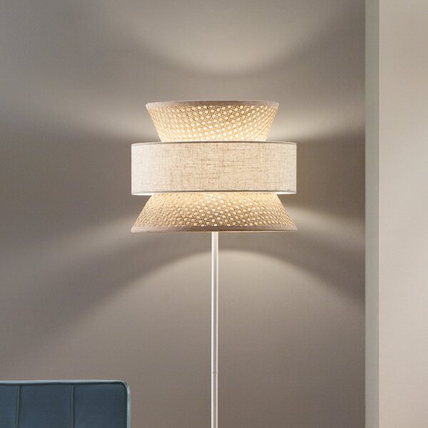 Luce Ambiente Design Lampadar de podea Gazebo, natur/bej, înălțime 147 cm, ratan/țesătură, Bej, Camera de zi / sufragerie, Lemn