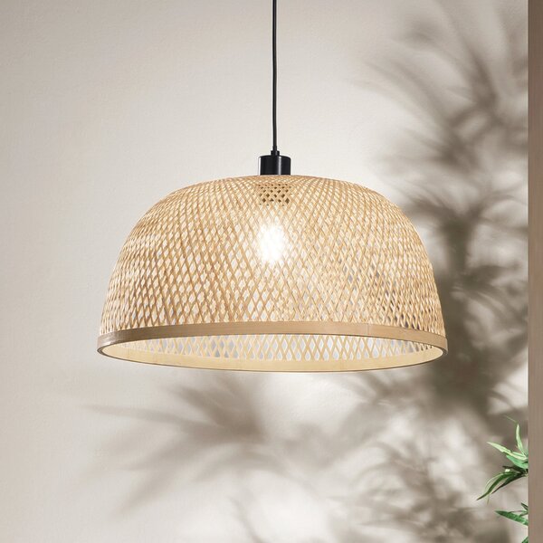 Luce Ambiente Design Lampă suspendată Bamboo, maro, Ø 48 cm, bambus, reglabil, Maro / Rugină, Camera de zi / sufragerie, Bamboo