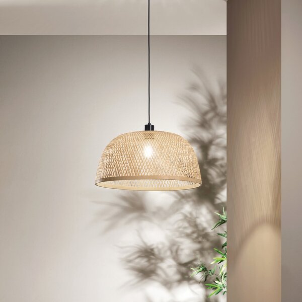 Luce Ambiente Design Lampă suspendată Bamboo, maro, Ø 48 cm, bambus, reglabil, Maro / Rugină, Camera de zi / sufragerie, Bamboo