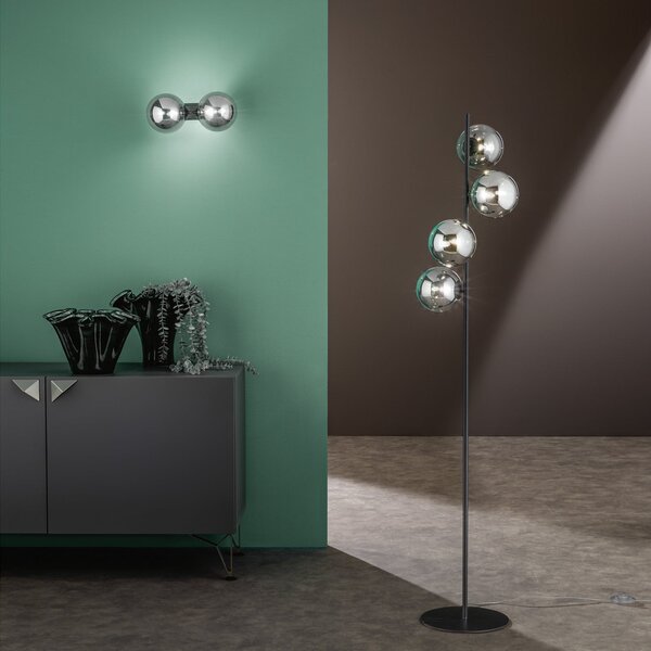 Luce Ambiente Design Aplică de perete HONEY, înălțime 34 cm, negru/gri fum, cu 2 becuri, reglabil, Negru, Camera de zi / sufragerie, Sticlă