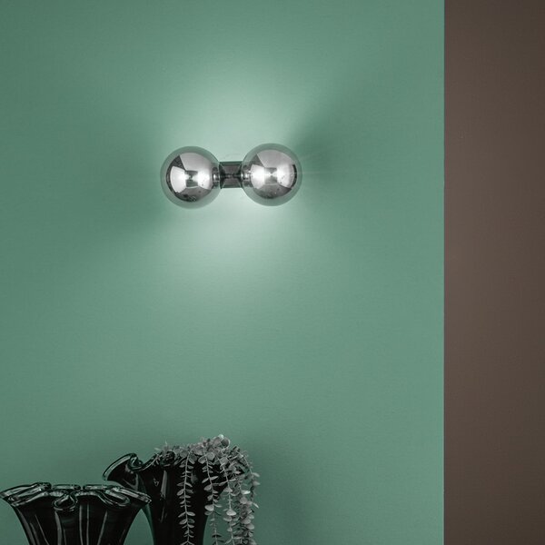 Luce Ambiente Design Aplică de perete HONEY, înălțime 34 cm, negru/gri fum, cu 2 becuri, reglabil, Negru, Camera de zi / sufragerie, Sticlă