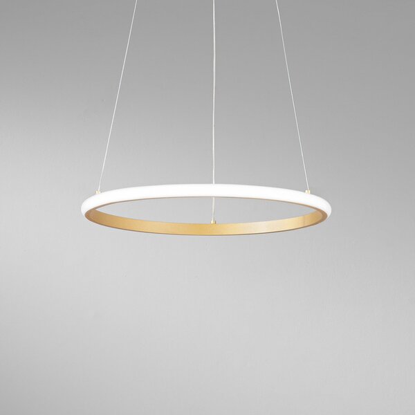 Luce Ambiente Design Lampă suspendată LED Axis, Ø 40 cm, culoare aurie, metal, CCT, Auriu / Alamă, Camera de zi / sufragerie, Metal, Modern