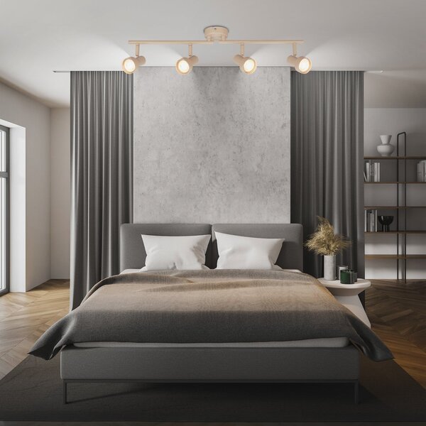 Briloner Spot de tavan Tapp, bej, lungime 61 cm, 4 becuri, metal GU10, reglabil, Bej, Camera de zi / sufragerie, Metal, Modern, Plafon semicircular cu spațiere