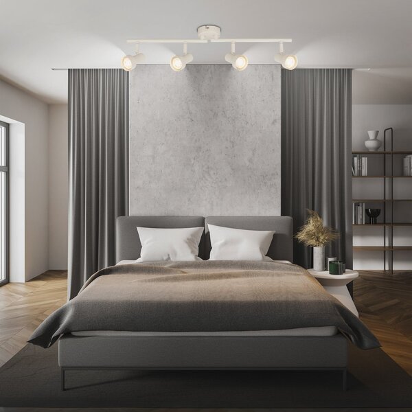 Briloner Spot de tavan Tapp, alb, lungime 61 cm, 4 becuri, metal, GU10, reglabil, Alb, Camera de zi / sufragerie, Metal, Modern, Plafon semicircular cu spațiere