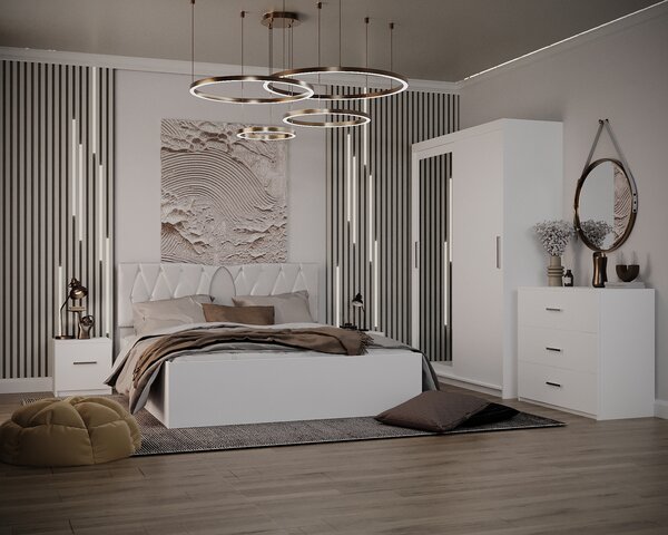 Dormitor Valencia Alb Dressing 2 usi cu oglinda