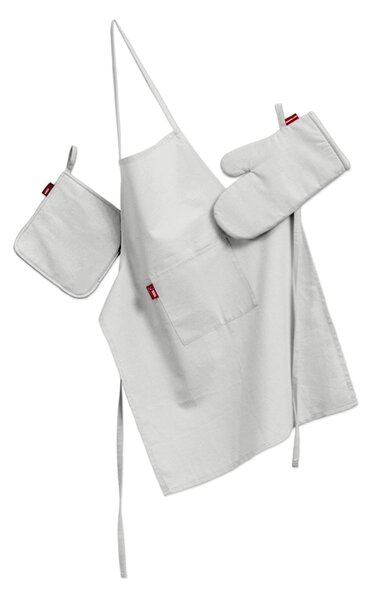 Set de textile pentru bucătărie: șorț, suport pentru oală și mănuși pentru cuptor culoare alb