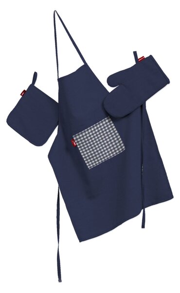 Set de textile pentru bucătărie: șorț, suport pentru oală și mănuși pentru cuptor culoare bleumarin