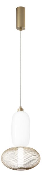 Luce Ambiente Design Lampă suspendată LED INKAS, înălțime 41 cm, sticlă/metal auriu CCT, Auriu / Alamă, Camera de zi / sufragerie, Sticlă