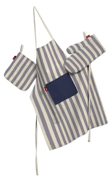 Set de textile pentru bucătărie: șorț, suport pentru oală și mănuși pentru cuptor culoare bleumarin Țesătură cu model
