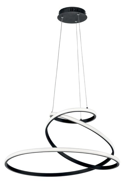 Luce Ambiente Design Lampă suspendată LED COASTER, negru, Ø 60 cm, metal, CCT, Negru, Camera de zi / sufragerie, Aluminiu, Modern