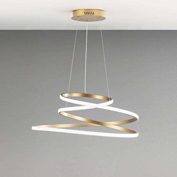 Luce Ambiente Design Lampă suspendată LED COASTER, auriu, Ø 60 cm, metal, CCT, Auriu / Alamă, Camera de zi / sufragerie, Aluminiu, Modern