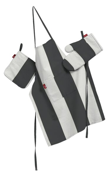 Set de textile pentru bucătărie: șorț, suport pentru oală și mănuși pentru cuptor culoare negru Țesătură cu model