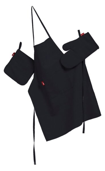 Set de textile pentru bucătărie: șorț, suport pentru oală și mănuși pentru cuptor culoare negru