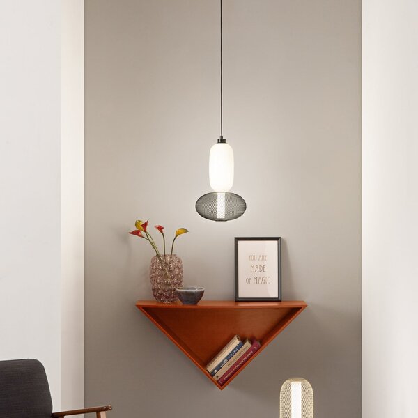 Luce Ambiente Design Lampă suspendată LED INKAS, înălțime 90 cm, negru, sticlă/metal, CCT, Negru, Camera de zi / sufragerie, Sticlă