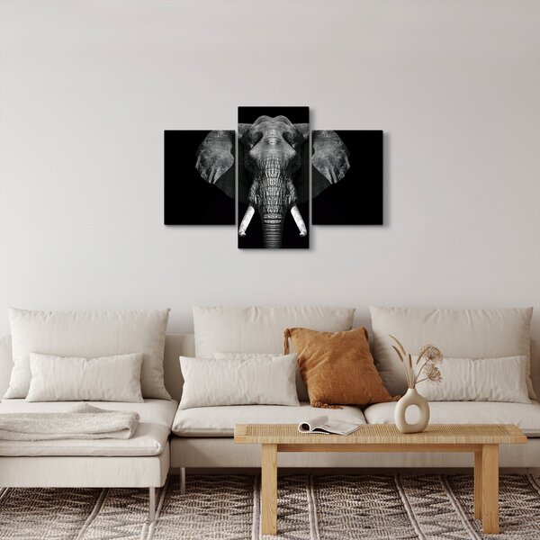 Tablou - Elefant pe fundal negru (90x60 cm)