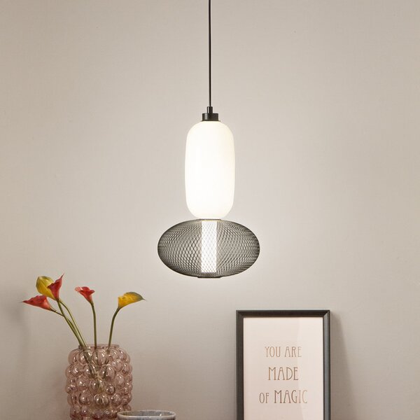 Luce Ambiente Design Lampă suspendată LED INKAS, înălțime 90 cm, negru, sticlă/metal, CCT, Negru, Camera de zi / sufragerie, Sticlă