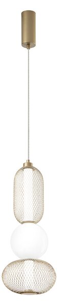 Luce Ambiente Design Lampă suspendată LED INKAS, înălțime 53 cm, sticlă/metal auriu CCT, Auriu / Alamă, Camera de zi / sufragerie, Sticlă