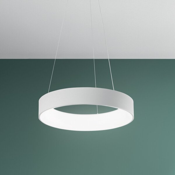 Luce Ambiente Design Lampă suspendată LED Noah, albă, Ø 60 cm, metal, CCT, Alb, Camera de zi / sufragerie, Modern