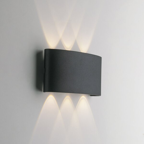 INTEC Lampă LED pentru exterior Betle, antracit Lățime 17 cm Metal CCT, Negru, Aluminiu, Modern