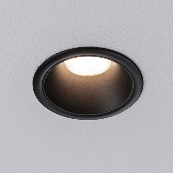 Paulmann Lampă LED încastrabilă Cole Coin negru Ø9cm IP44 dimabil 3 buc., reglabil, Negru, Baie, Metal, Modern, Plafon încastrat