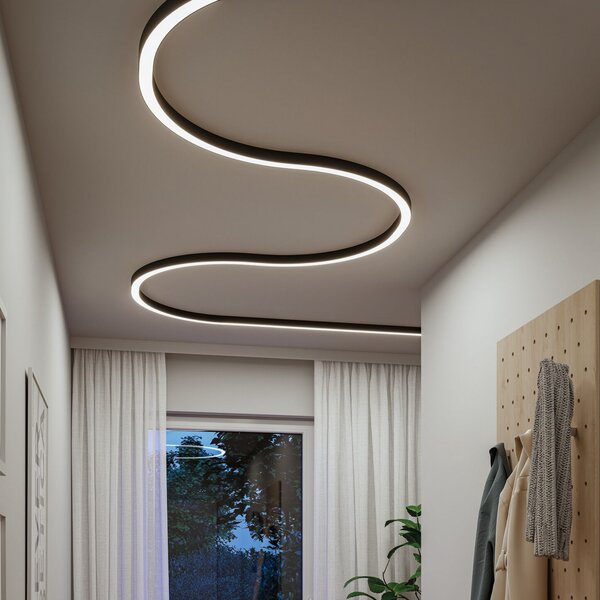 Paulmann Banda luminoasă LED Linion, negru, curbă de 90°, 3.000 K, reglabil, Negru, Camera de zi / sufragerie, Aluminiu, Modern