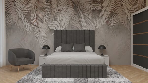 Dormitor Cairo Tapitat Dressing 250x200 3 Usi AlbGri Antracit