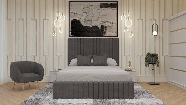 Dormitor Cairo Pat Tapitat Dressing 200x200 Alb