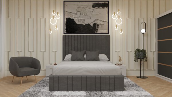 Dormitor Cairo Pat Tapitat Dressing 200x200 AlbGri Antracit