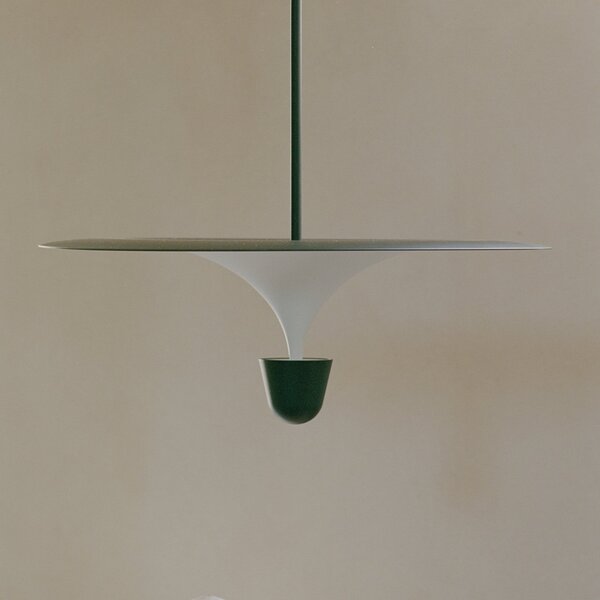 New Works lampă suspendată LED Kantarell, Ø 60 cm, negru, reglabil, Alb, Camera de zi / sufragerie, Metal, Design