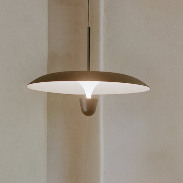 New Works lampă suspendată LED Kantarell, Ø 55 cm, negru, reglabil, Negru, Camera de zi / sufragerie, Metal, Design