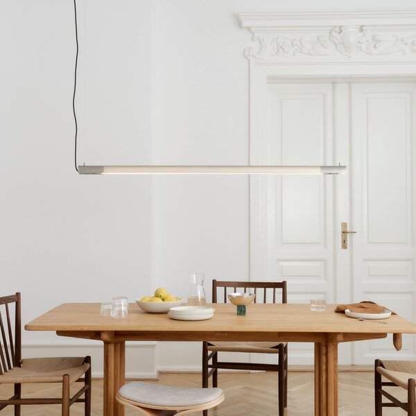 GEJST Lampă suspendată Radent, gri oțel, lungime 138 cm, G13 LED, Metalic, Camera de zi / sufragerie, Metal