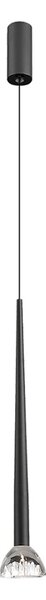 Viokef Lampă suspendată LED Rina, negru/transparent, Ø 7 cm, metal/acril, Negru, Camera de zi / sufragerie, Metal, Modern
