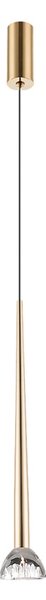 Viokef Lampă suspendată LED Rina, auriu/transparent, Ø 7 cm, metal/acril, Auriu / Alamă, Camera de zi / sufragerie, Metal, Modern