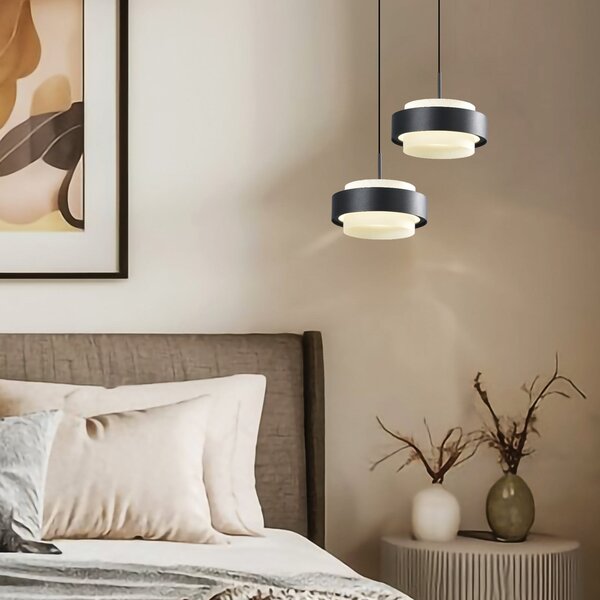 Viokef Lampă suspendată LED Donal, Ø 17 cm, negru, metal, Negru, Camera de zi / sufragerie, Aluminiu, Modern