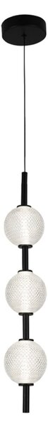 Viokef Lampă suspendată LED Abeona, Ø 10 cm, negru, metal/sticlă, 3 becuri., Negru, Camera de zi / sufragerie, Metal