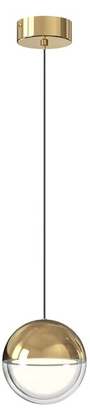 Viokef Lampă suspendată LED Zirea, aurie, Ø 12 cm, metal, Auriu / Alamă, Camera de zi / sufragerie, Metal, Modern