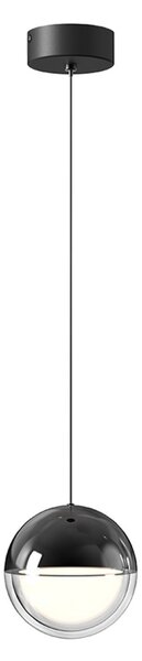 Viokef Lampă suspendată LED Zirea, negru/crom, Ø 12 cm, metal, Negru, Camera de zi / sufragerie, Metal, Modern