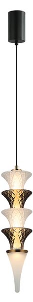 Viokef Lampă suspendată LED Venera, înălțime 43 cm, alb/maro, sticlă, Alb, Camera de zi / sufragerie, Sticlă